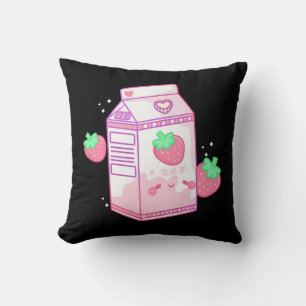 Niedlich Pink Strawberry Milk Japanisch Kawaii Ret Kissen