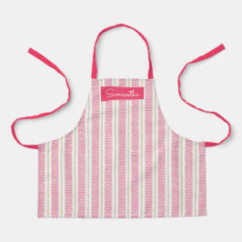 Niedlich Pink Striped Individuelle Name Girls Schü Schürze