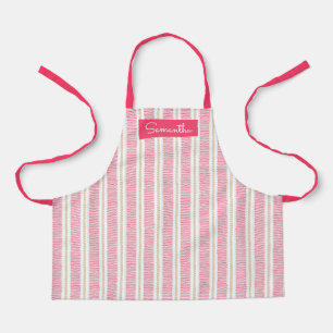 Niedlich Pink Striped Individuelle Name Girls Schü Schürze