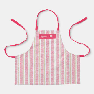 Niedlich Pink Striped Individuelle Name Girls Schü Schürze