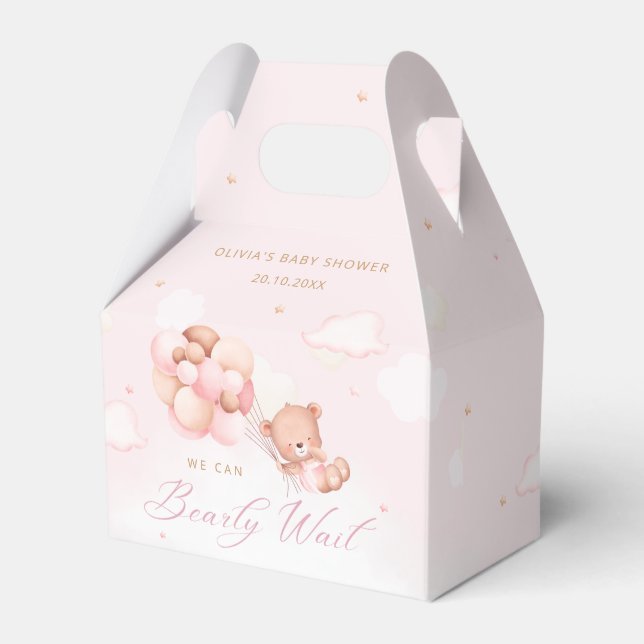 Niedlich Pink Teddy Bear Girl Babydusche Danke Geschenkschachtel (Vorderseite)