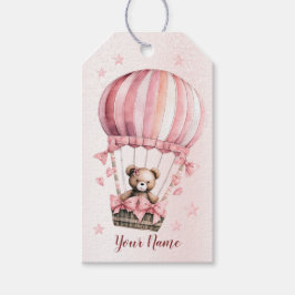 Niedlich Pink Teddy Bear Heißluftballon Party Geschenkanhänger