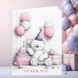 Niedlich Pink Teddy Bear Vielen Dank Dankeskarte