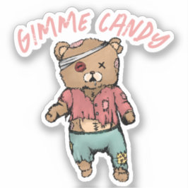 Niedlich Pink Teddy Bear Zombie Gimme Candy Hallow Aufkleber