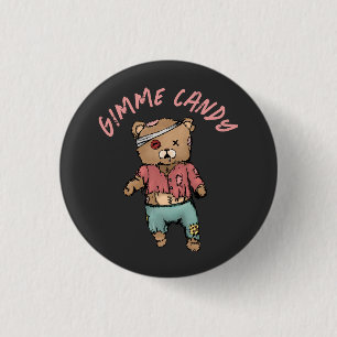 Niedlich Pink Teddy Bear Zombie Gimme Candy Hallow Button