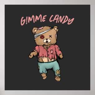 Niedlich Pink Teddy Bear Zombie Gimme Candy Hallow Poster
