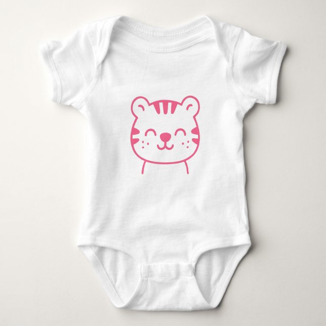 Niedlich Pink Tiger Baby Bodysuit Baby Strampler (Vorderseite)