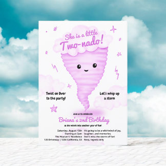Niedlich Pink Tornado Themenwoche 2. Geburtstag Ki Einladung