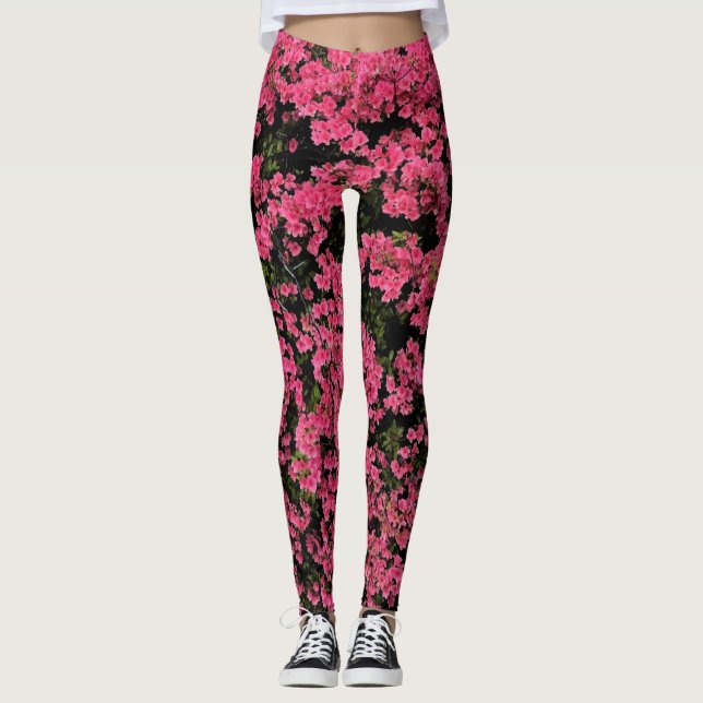 Niedlich Pink Tree Foto Pattern Girly Leggings (Vorderseite)