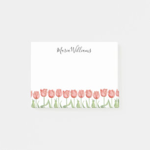 Niedlich Pink Tulip Garden Personalisiert 4x3 Post-it Klebezettel
