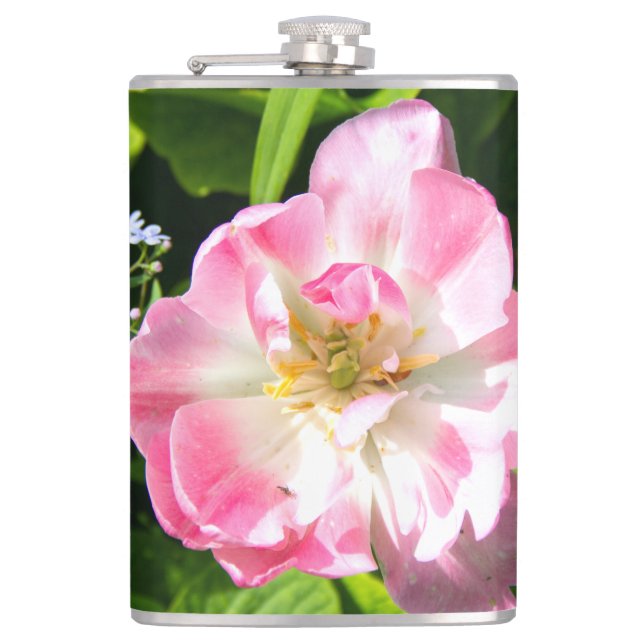 Niedlich-Pink-Tulpe Flachmann (Vorderseite)