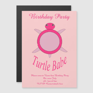 Niedlich Pink Turtle Babe Custom lädt ein Magneteinladung