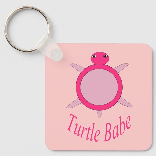 Niedlich Pink Turtle Babe Custom Schlüsselanhänger (Vorderseite)