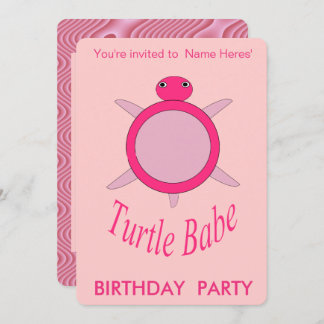 Niedlich Pink Turtle Babe Geburtstagsparty Einladu Einladung