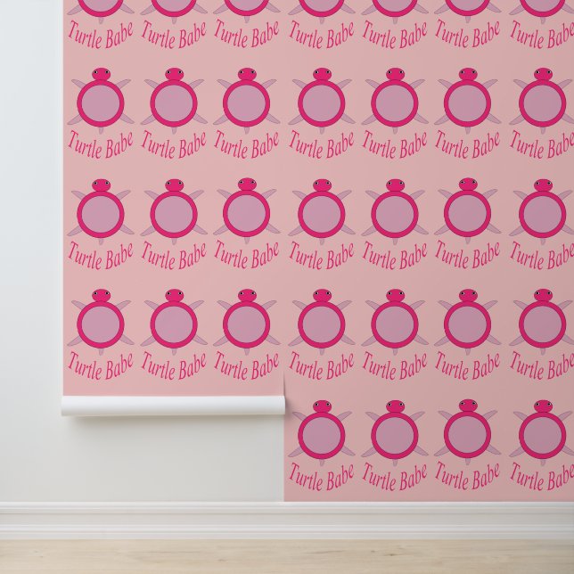 Niedlich Pink Turtle Babe Gemustert Tapete (Anwendung)