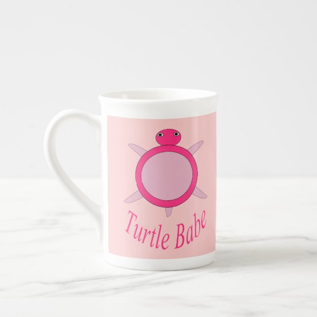 Niedlich Pink Turtle Babe Knochen China Tasse (Links)