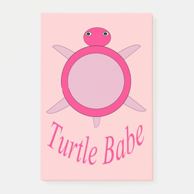Niedlich Pink Turtle Babe Post it notes Pad Post-it Klebezettel (Vorderseite)