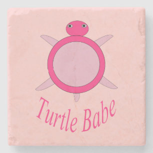 Niedlich Pink Turtle Babe Stone Untersetzer
