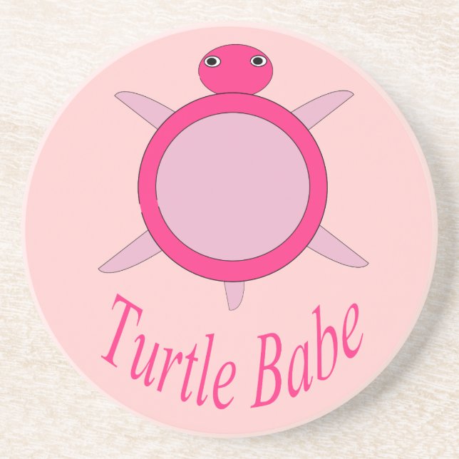 Niedlich Pink Turtle Babe Untersetzer (Vorne)
