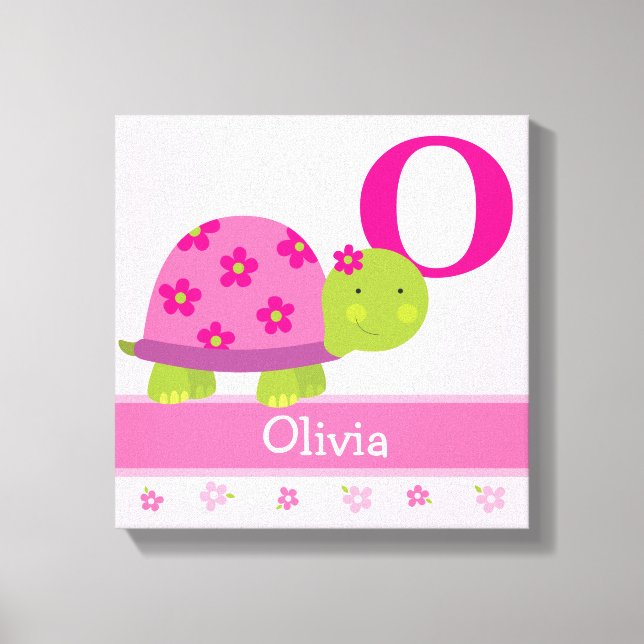 Niedlich Pink Turtle Children's Room Leinwand Druc (Vorderseite)
