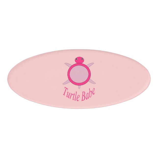 |Niedlich Pink Turtle Name Tag Namenschild (Vorderseite)