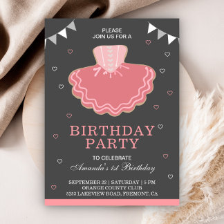 Niedlich Pink Tutu Ballerina Geburtstagsparty Einladung