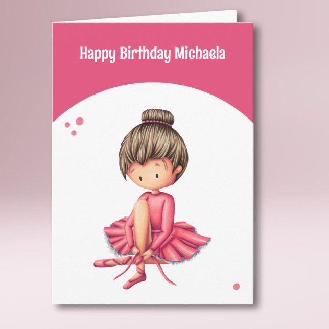 Niedlich Pink Tutu Ballerina Girl Geburtstag Karte (Von Creator hochgeladen)