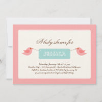 Niedlich Pink Twitter Kinderdusche Einladung