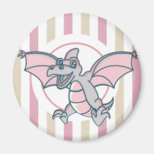 Niedlich Pink und Gray Dragon Dinosaurier Magnet