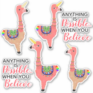 Niedlich Pink Unicorn Flamingo Llama Inspirational Aufkleber