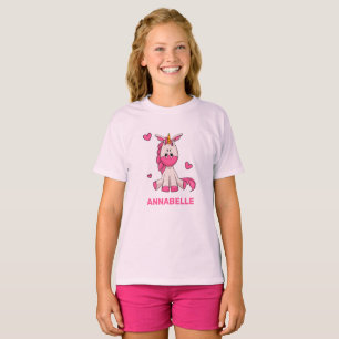 Niedlich Pink Unicorn Geburtstagskarte Girl Outfit T-Shirt