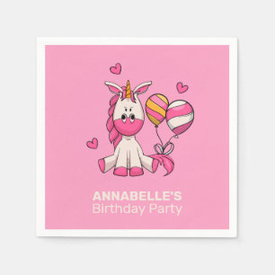 Niedlich Pink Unicorn Girl Geburtstagsparty Serviette