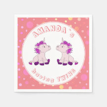Niedlich Pink Unicorn Girls Twins Baby Dusche Part