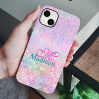 Niedlich Pink Unicorn Glitzer Kristall Tropfen Mon