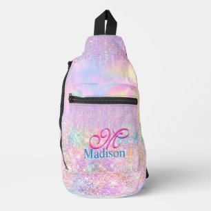 Niedlich Pink Unicorn Glitzer Kristall Tropfen Mon Crossbody Bag