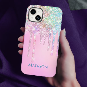 Niedlich Pink Unicorn Rainbow Glitzer Tropfen Mono Case-Mate iPhone Hülle