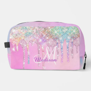 Niedlich Pink Unicorn Rainbow Glitzer Tropfen Mono Waschbeutel