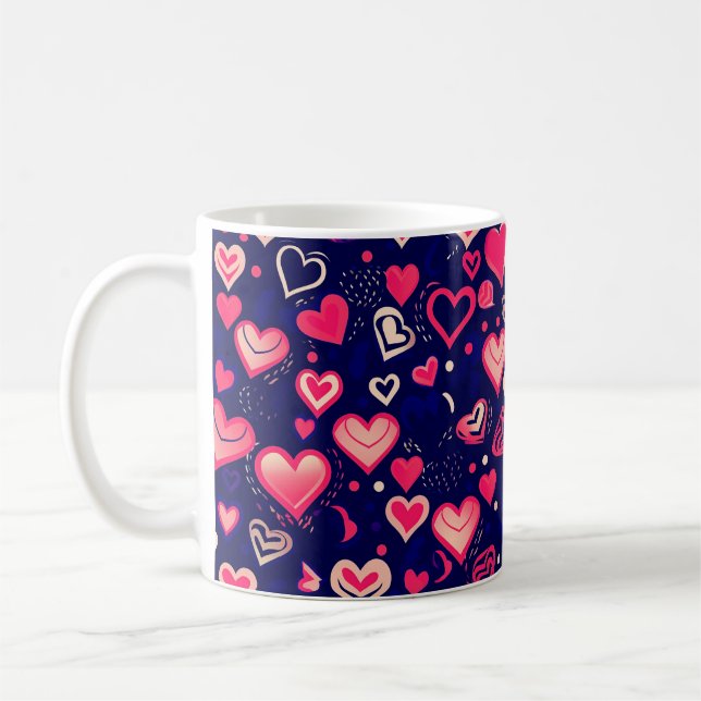 Niedlich Pink Valentine Hearts Kaffeetasse (Links)