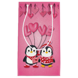 Niedlich Pink Valentine's Day Love Bird Pinguine Kleine Geschenktüte