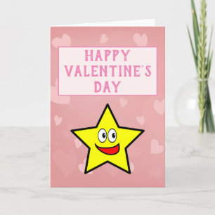 Niedlich Pink Valentinstag Herz Gold Star Feiertagskarte