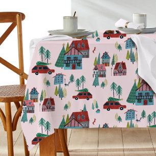 Niedlich Pink Village Muster Weihnachten Tischdecke