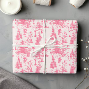 Niedlich Pink Vintag Pine Tree Weihnachten Geschenkpapier Set