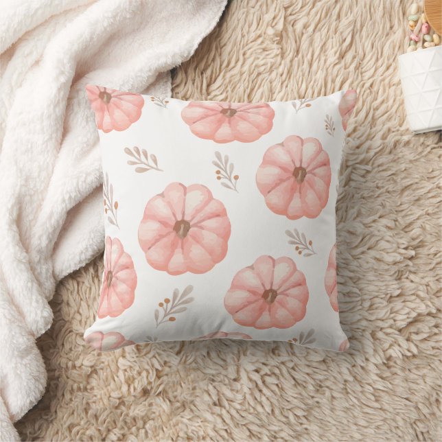 Niedlich Pink Wasserfarbe Pumpkin Blume Kissen (Decke)