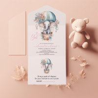 Niedlich Pink Watercolor Air Ballon Elephant Baby
