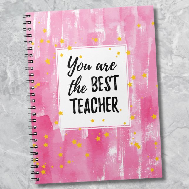 Niedlich Pink Watercolor Beste Teacher-Bewertung Notizblock (Cute Pink Watercolor Best Teacher Appreciation notebook)