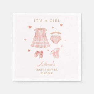 Niedlich Pink Watercolor Boho Kleidung Girl Babydu Serviette