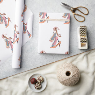 Niedlich Pink Watercolor Diva Glam Stilettos Geschenkpapier