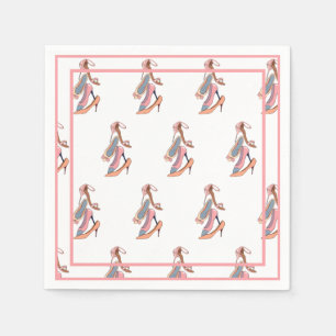 Niedlich Pink Watercolor Diva Glam Stilettos Paper Serviette