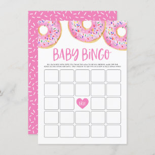 Niedlich Pink Watercolor Donuts Kinderdusche Bingo Begleitkarte