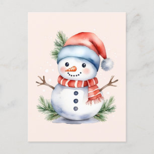 Niedlich Pink Watercolor Snowman Weihnachten